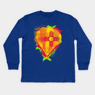 New Mexico Flag Souvenir Kids Long Sleeve T-Shirt